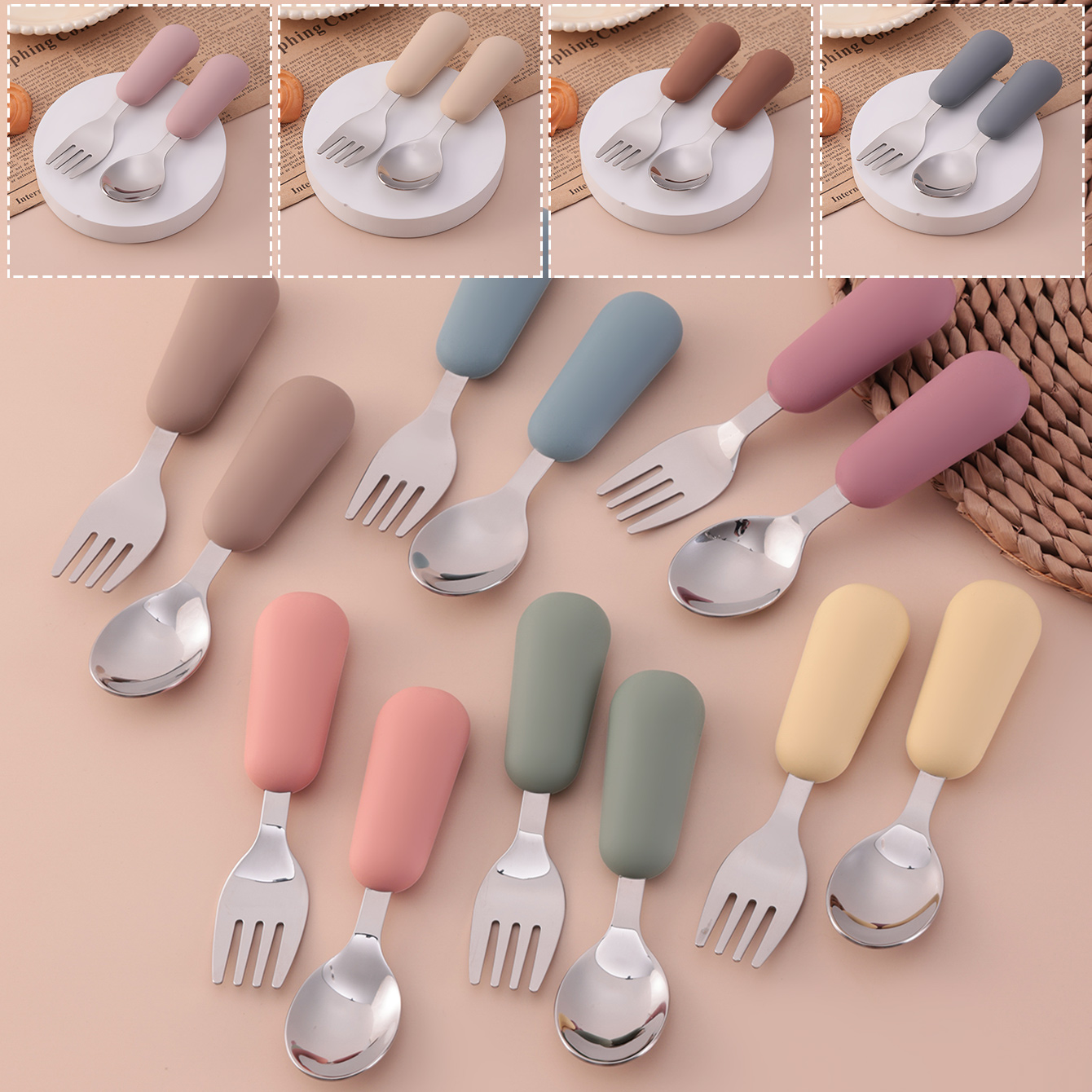 Baby Food Feeder - Colore Bambini 2PCS Forchetta Cucchiaio in