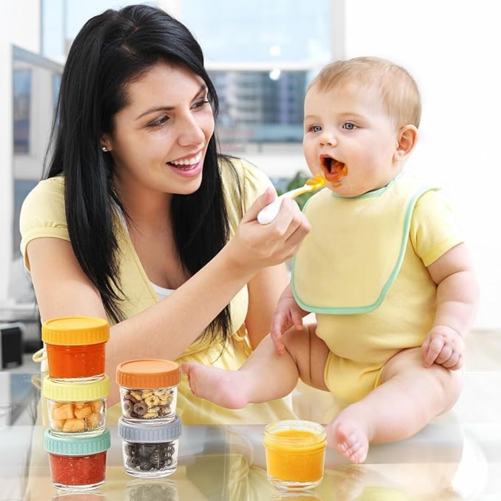 Baby Food Glass Containers - Set di 6 Barattoli in Vetro