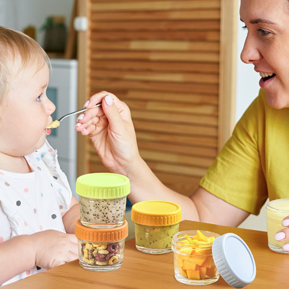 Baby Food Glass Containers - Set di 6 Barattoli in Vetro