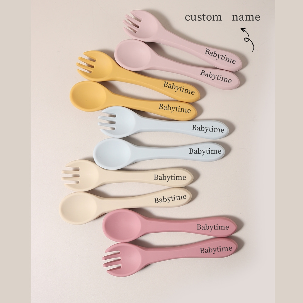 Baby Food Feeder - Cucchiaio e Forchetta in Silicone Personalizzabili,